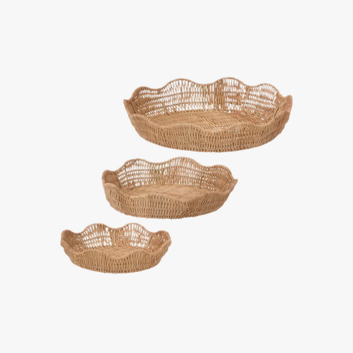 Rattan Trays Round Nature 3pcs