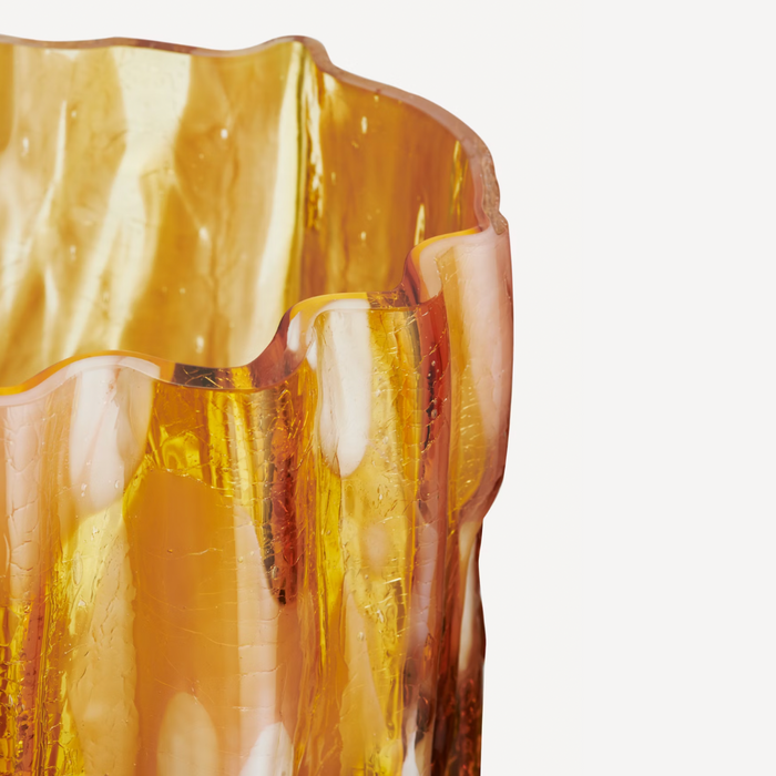Crackle Vase 270 Amber Flamingo