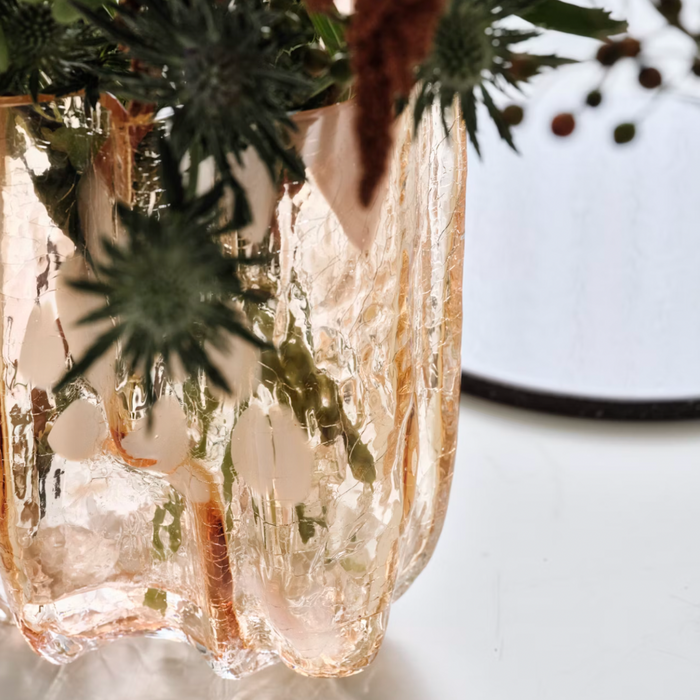 Crackle Vase 270 Amber Flamingo