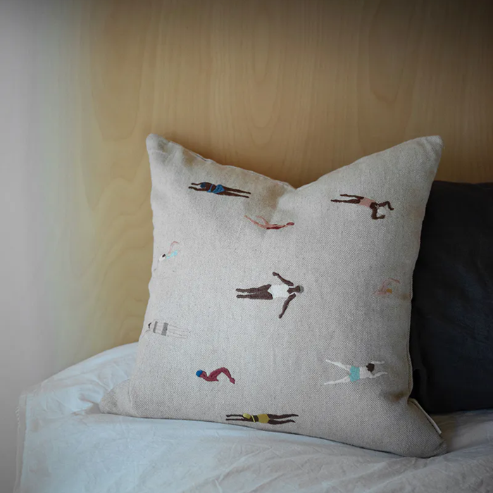 Swimmers Embroidered Cushion