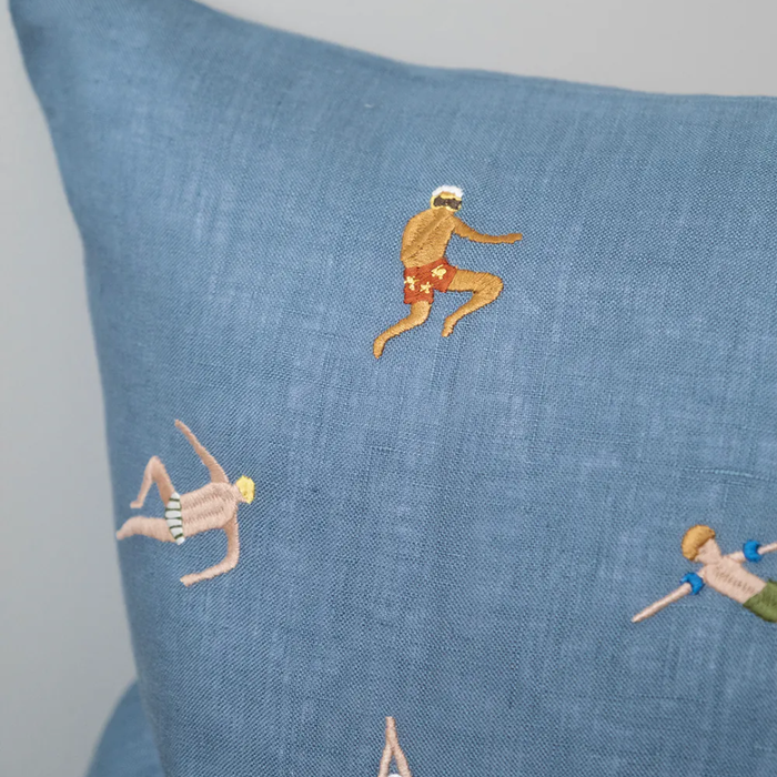 Swimmers Embroidered Cushion