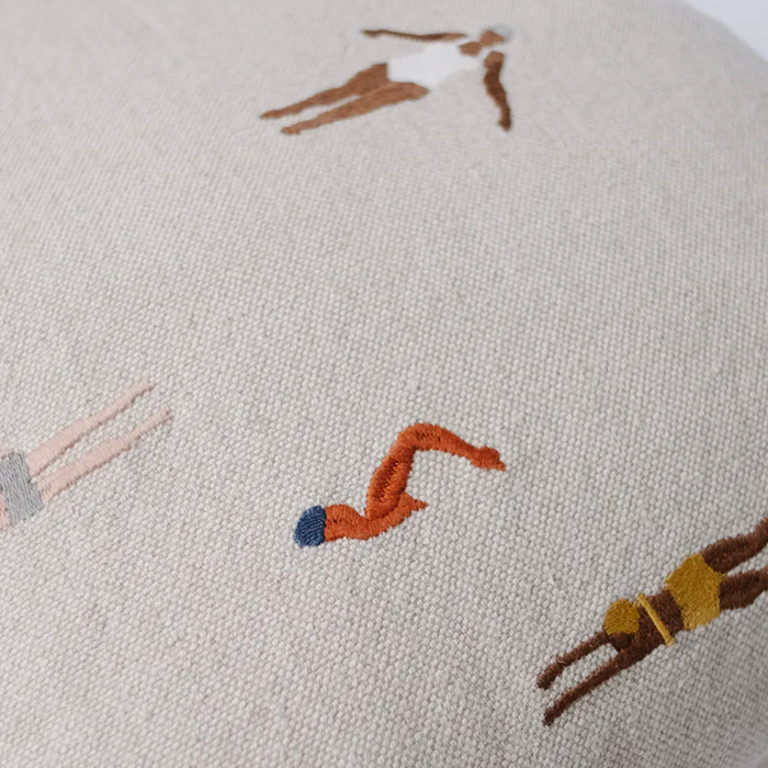 Swimmers Embroidered Cushion