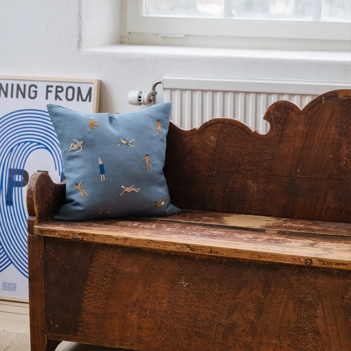 Swimmers Embroidered Cushion