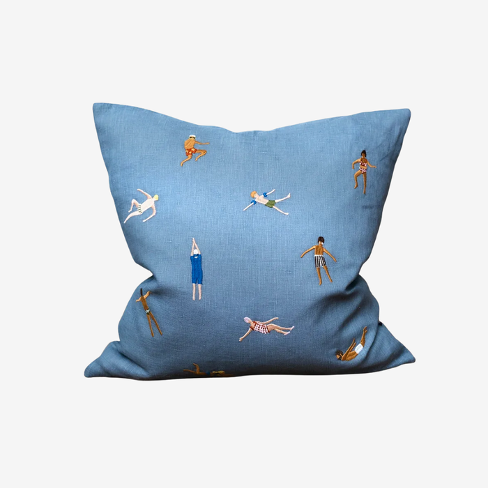 Swimmers Embroidered Cushion