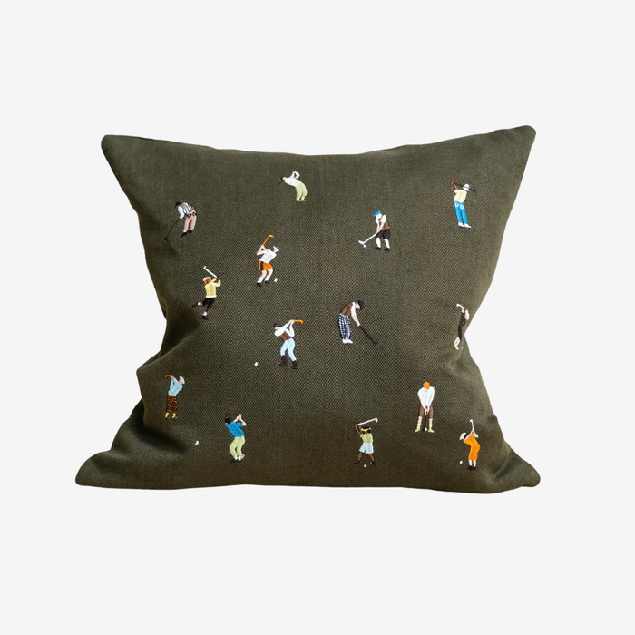 Golfers Embroidered Cushion