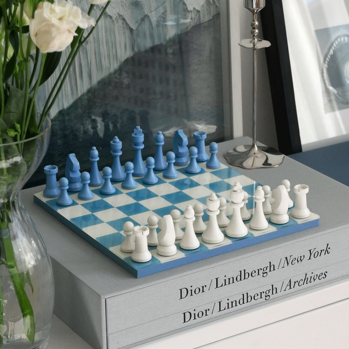 Chess Board Game - Classic Dusty Blue