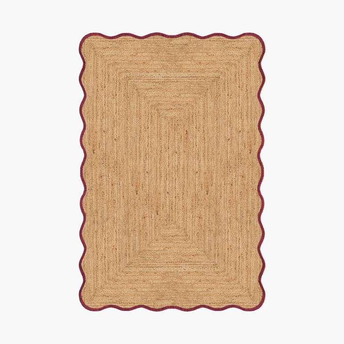 Layered Scallop Jute Burgundy Rug Ex-Display