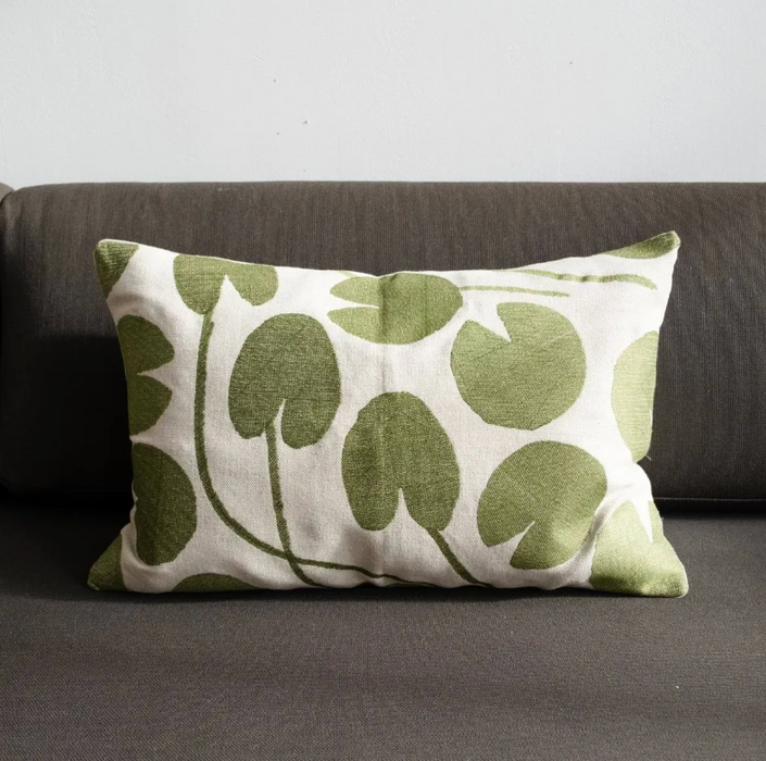 Water Lilies Embroidered Cushion