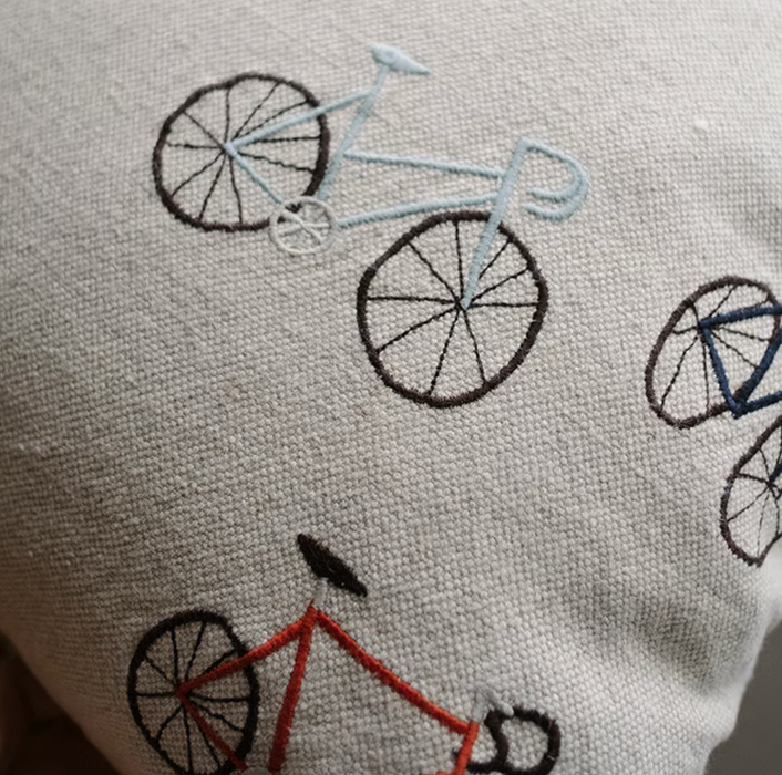 Bicycle Embroidered Cushion