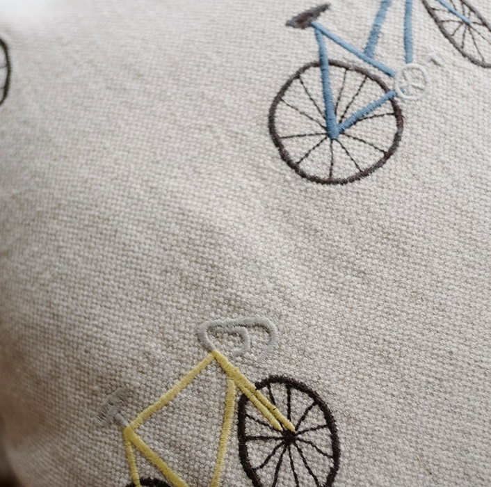 Bicycle Embroidered Cushion